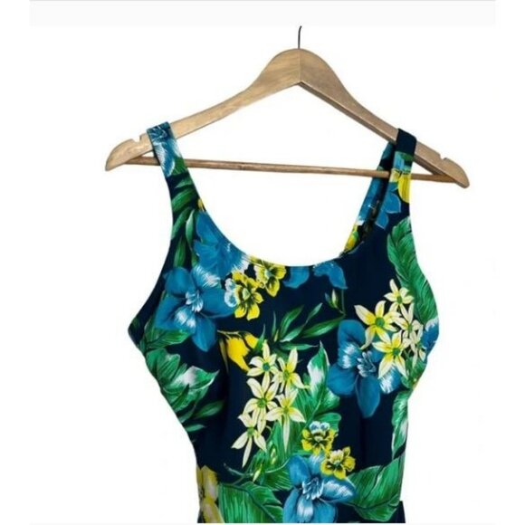 Swim365 Hawaiian Tropical Flower Floral One Piece Tank Swimsuit Modest 14W - Picture 3 of 8